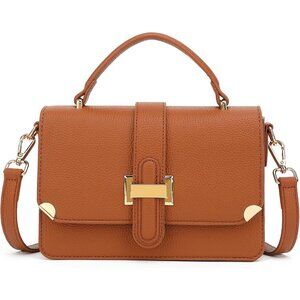 Women's B-brown Leather Satchel Small Classy Crossbody Bag Purse Fashion Handbag